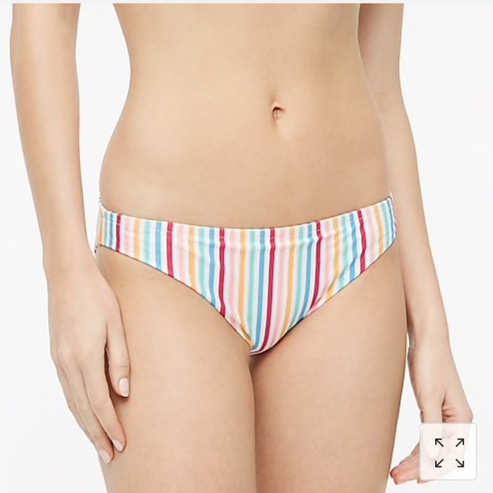 J Crew French bikini bottom stripe‎ Milli C white aqua AO451 size XS